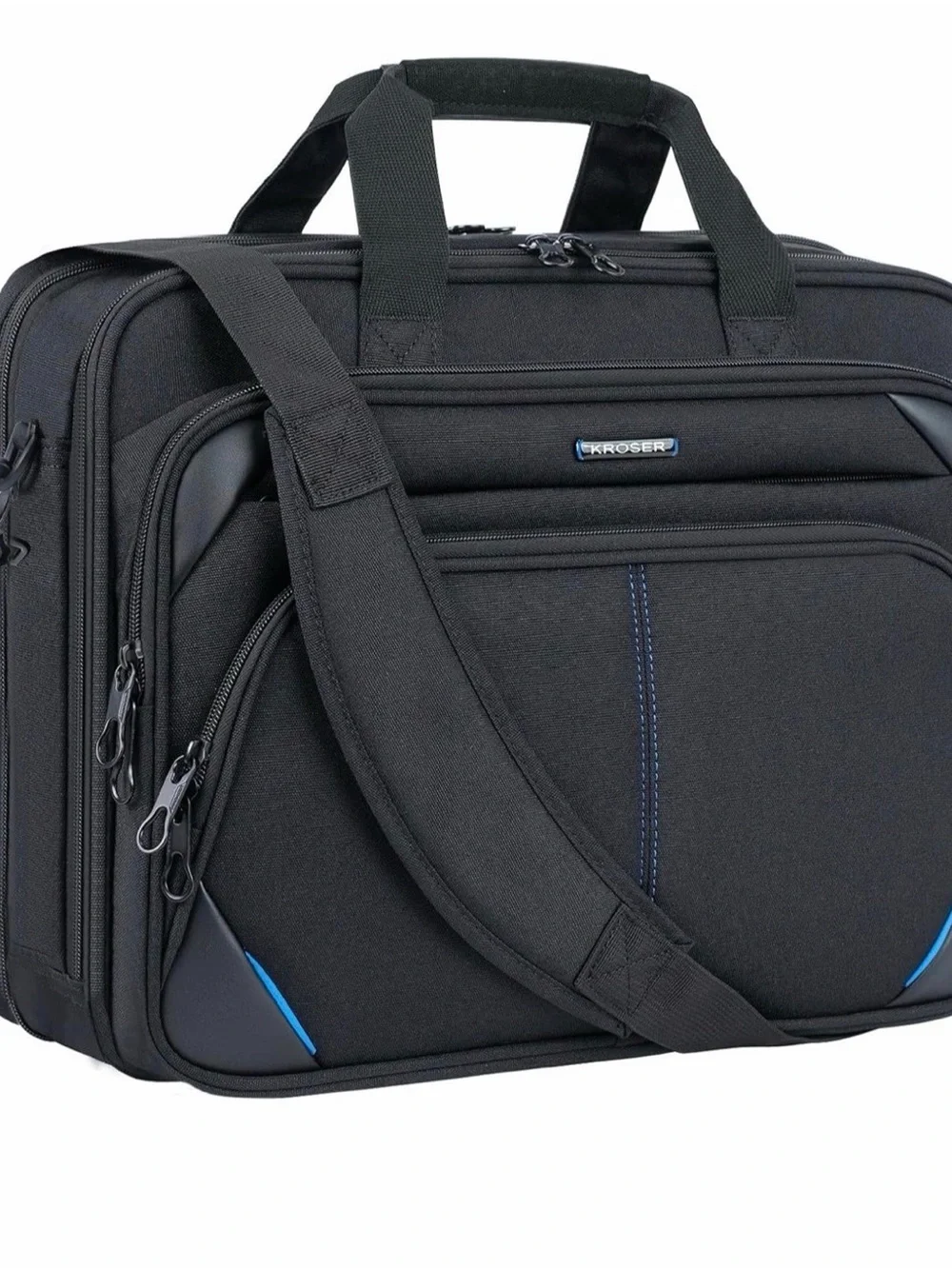 KROSER 17.3” Laptop Briefcase Travel Messenger Bag Black TSA Friendly NWT